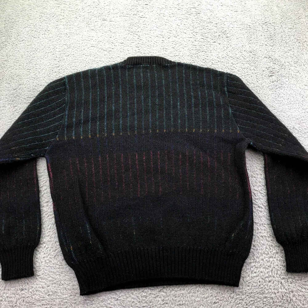 Vintage Jantzen Sweater Mens Large Black Geometric Knit Crewneck Pullover USA
